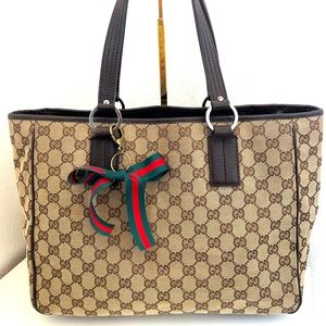 Authenticated Vintage GUCCI monogram canvas tote